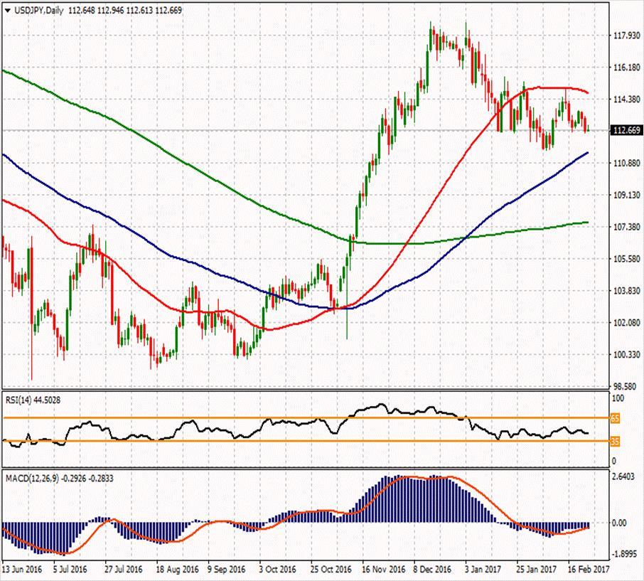 USD/JPY ikinci direnci 113.783 114.21 113.41 ilk direnci 112.98 113.197 112.873 112.287 112.18 111.75 111.963 ikinci desteği USDJPY paritesi ise 2 günlük geri çekilmenin ardından bugün yatay ve 112.