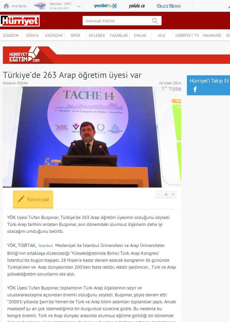 Portal Adres TÜRKIYE'DE 263 ARAP ÖGRETIM ÜYESI VAR : www.hurriyet.com.