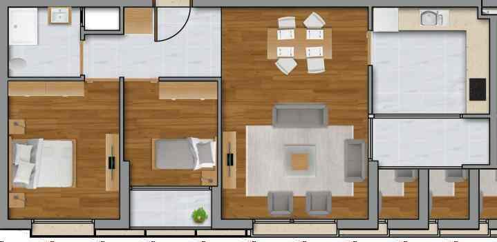 Tip A1 3+1 Daire Planı Ebeveyn Balkon 4 m Balkon 4.