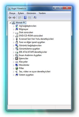 Denetim Masası altında bulunan bu seçenek bize Windows işletim sistemi üzerinde bulunan aygıtları liste halinde gösterir.