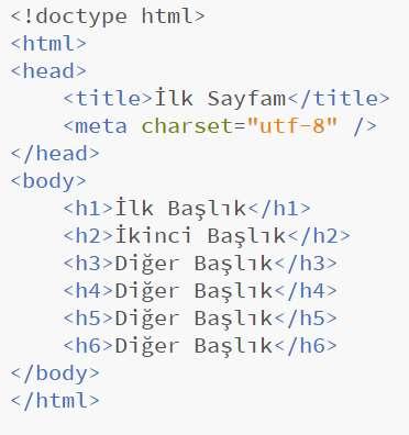 HTML Başlıkları HTML başlıkları <h1> den <h6> ya kadar olan etiketler ile tanımlanır.