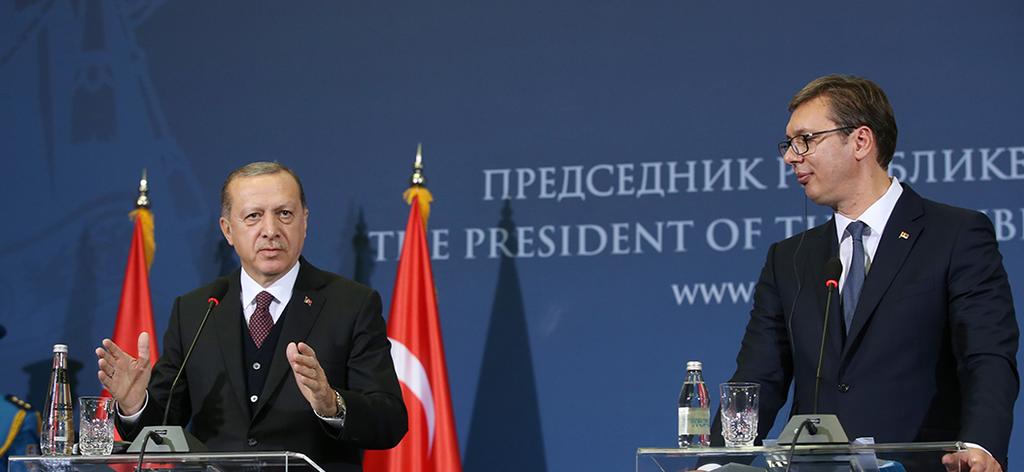 Cumhurbaşkanı Erdoğan, Sırbistan Cumhurbaşkanı Vucic ile ortak basın toplantısında konuştu Ekim 10, 2017-5:30:00 Cumhurbaşkanı Recep Tayyip Erdoğan, Sırbistan Cumhurbaşkanı Aleksandar Vucic ile