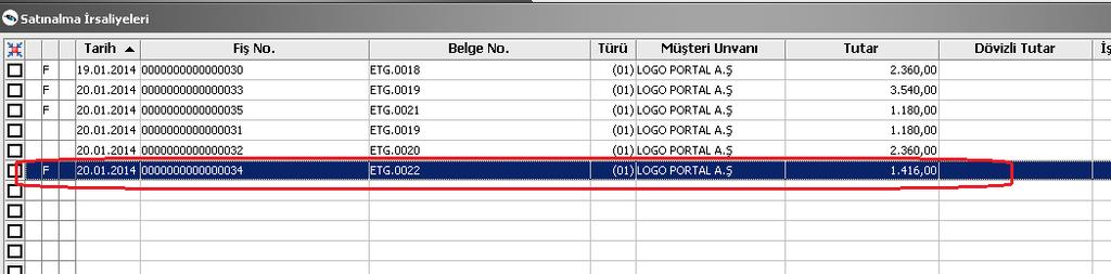 gelen e- fatura ile eşleştirildiği görülecektir.