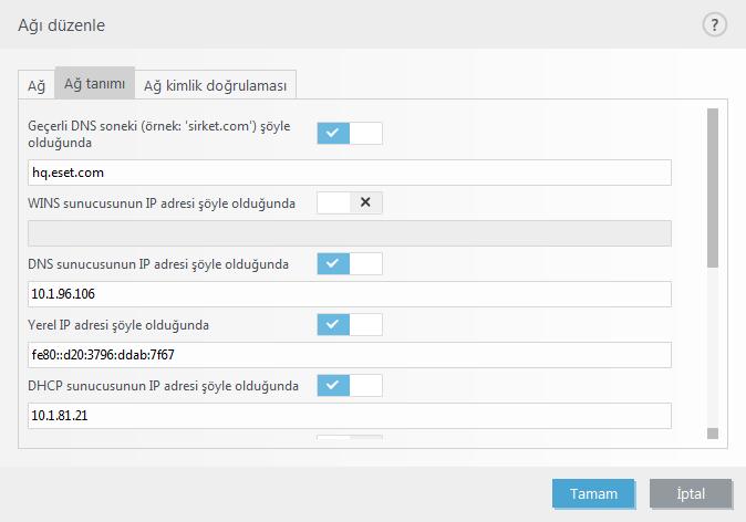 bağdaştırıcısı bu ağa 192.168.1.5 IP adresi ve 255.255.255.0 alt ağ maskesi ile bağlıysa 192.168.1.0/24 alt ağı, söz konusu bağdaştırıcının güvenilir bölgesine eklenir.