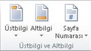 Her sayfanın başında ya da sonunda tekrarlanması istenen ifadeler ya da resimler için üstbilgi veya altbilgi