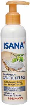 ISANA Kuru ve Yıpranmış Saçlar için 3 ü 1 Arada Saç Maskesi, 250ml Hindistan cevizi yağı ve mango yağı içerikli saç maskesi saçlarınızı ağırlaştırmadan yoğun olarak besler.