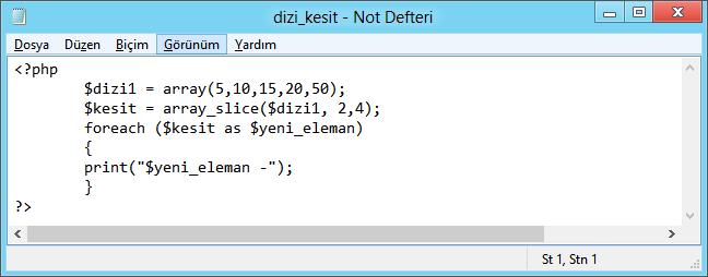 PHP de Dizi Değişkenler Dizi değişken içinden