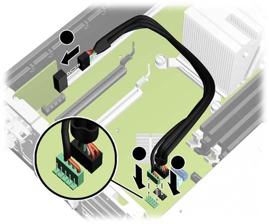 11. Kartla birlikte verilen kablonun bir ucunda tek konektör, diğer ucunda ise çift konektör vardır. Kablonun tekli ucunu kartın arkasına takın (1).