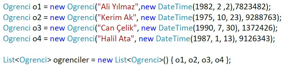 LINQ Generic Koleksiyonlar İle LINQ Main metodu içerisine 4