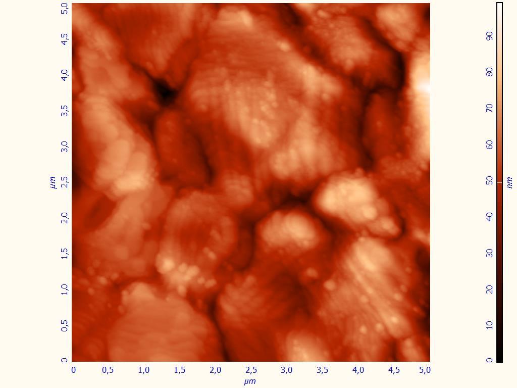 Şekil 4.68 Şerit örneğin AFM görüntüsü üzerindeki martensite yapılar.