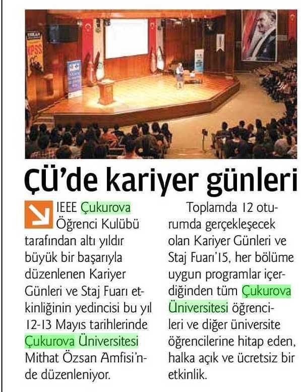 ÇÜ DE KARIYER GÜNLERI Yayın Adı : Adana