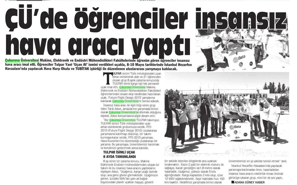ÇUDE^ÖGRENCILER INSANSIZ HAVA ARACI YAPTI Yayın Adı : Adana