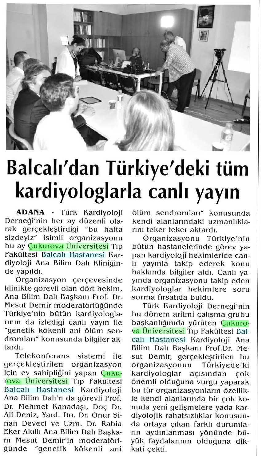 BALCALI DAN TÜRKIYE DEKI TÜM KARDIYOLOGLARLA CANLI YAYIN Yayın