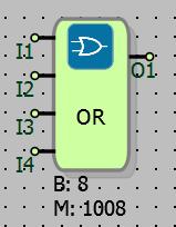 1.3 VEYA KAPISI 1.3.1 Bağlantılar I1: Sinyal girişi I2: Sinyal girişi I3: Sinyal girişi Q1:Blok çıkışı I4: Sinyal girişi 1.3.2 Bağlantı Açıklamaları I1: Sinyal girişi Veya Kapısı girişidir.