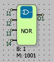 1.4 VEYA DEĞİL KAPISI 1.4.1 Bağlantılar I1: Sinyal girişi I2: Sinyal girişi I3: Sinyal girişi Q1:Blok çıkışı I4: Sinyal girişi 1.4.2 Bağlantı Açıklaması I1: Sinyal girişi VeyaDeğil Kapısı girişidir.