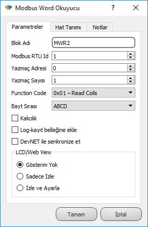 9.6.3 Özel Ayarlar Modbus RTU Id: Hangi Id den veri alınacak ise blok içerisinden ayarlanan değerdir. Yazmaç Adresi: Köle Id lerdeki okunacak yazmaç adresleri girilir.