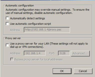 (TCP/ Sunucusu alanı içinde LAN için IP) öğesine tıklayın ve ardından bir proxy sunucusu kullanın onay Özellikler  kutusunun işaretini kaldırın
