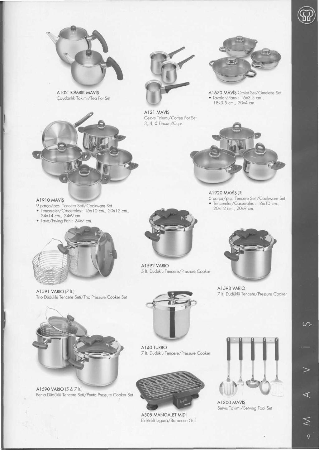 A102TOMBiKMAViS Gaydanlik Takimi/Tea Pot Set A1670 MAViS Omlet Set/Omelette Set Tavalar/Pans : 16x3.5 cm., 18x3.5 cm., 20x4 cm.