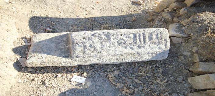 Mezar gövdesi yalnızca bu taştan mı oluşmuştu, ayrıca baş ve ayak taşları var mıydı bilmiyoruz. Yalnız gövde küçüktür, yazıya uygun yer üstteki iki eğimli yüzeydir.