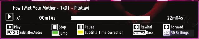 Play ( button): Plays all media fi les starting with the selected one. Lang (Play Preview): Displays selected file in a small preview screen. INFO: Changes fi lter options.