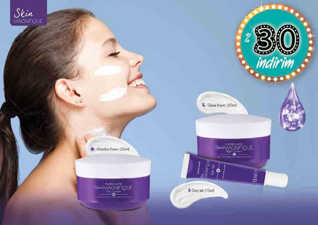 Tüm Yaş Grupları Ekstra Neme İhtiyaç Duyan Cilt Tipleri Kadife yumuşaklığında bir cilde kavuşmak için Skin Magnifique i denediniz mi? Gece Kremi ile cildinizin dengeli bir şekilde bakımını yapın.