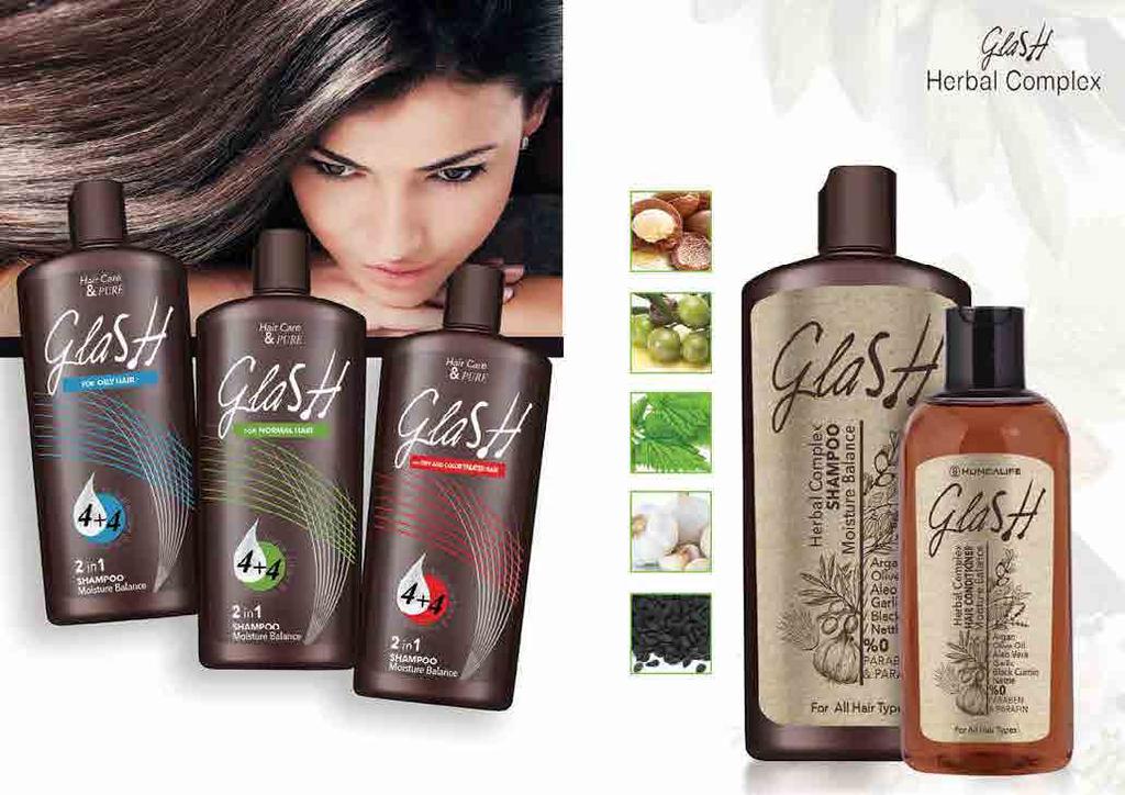 Komplebakım KOMPLE DENGE! Argan Yağı GLASH Herbal Complex Şampuan Tüm Saç Tipleri Formülündeki bitkisel karışım ile saçlarınızı güçlendirir ve arındırır, nazikçe temizler.