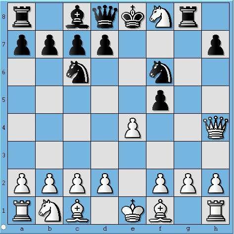 Ad2 ile Beyaz gelişimini tamamlamak üzeredir ve piyon avantajını korur. B) 7.Axf8 güzel bir hamle. 7 Kg4 8.Vh6 (8.Vh3 Kxe4+ 9.Fe2 Ad4 10.Ac3 Ve7 11.Axe4 Vxe4 12.Vd3 Beyaz için daha iyi olabilir.