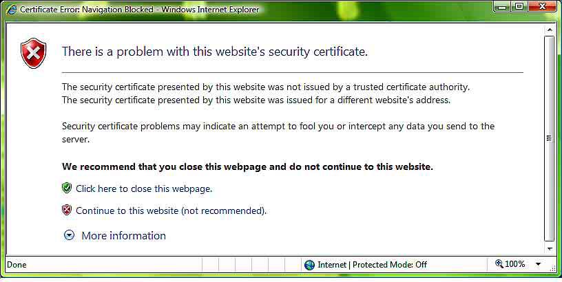 Internet Explorer 7 veya Internet Explorer 8 kullanıldığında Kamera IP adresi girdiğinizde, kamerada ayarlı sertifika durumuna göre Certificate Error görünebilir.
