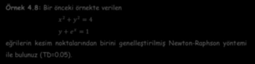 (x j ) yeni = (x j ) eski (j = 1,2,, n) alarak 3. adımdan itibaren aynı işlemlere devam edilir. Örnek 4.