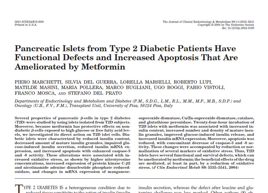 Metformin tip 2 diabet vakalarında oksidatif stresi azaltarak beta