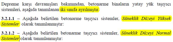 için bu yönetmelikte betonarme yapılar için Bölüm 3 de