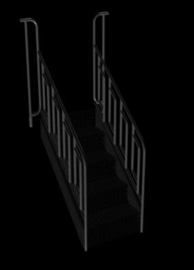 Merdiven korkuluğu minimum 700 mm, maksimum 850 mm yüksekliğinde her merdiven grubu için 2 adet imal edilecektir.