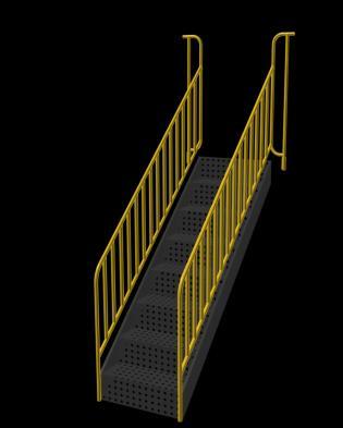 Merdiven korkuluğu minimum 700 mm, maksimum 850 mm yüksekliğinde her merdiven grubu için 2 adet imal