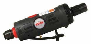 Kısa Tip RUKO havalı taşlama makinesi elde rahat bir kullanım için kauçuk kaplı, kaymaz bir yüzeye sahiptir.