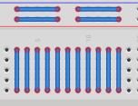 Bu satır ve sütunların yandaki görselde nasıl bir bağlantı kurdukları gösterilmiştir. A, B, C, D, E breadboardu yatay olarak tuttuğumuzda dikey sütunlar kendi aralarında birbirleri ile bağlanmıştır.