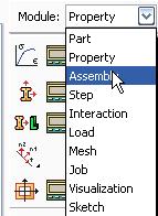 1.) İçerik Çubuğundaki Module alanından çalışma modülü Assembly