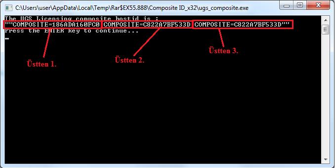 Adım 5: Composite Host ID nin Öğrenilmesi ugscomposite.exe dosyasını çalıştırın.