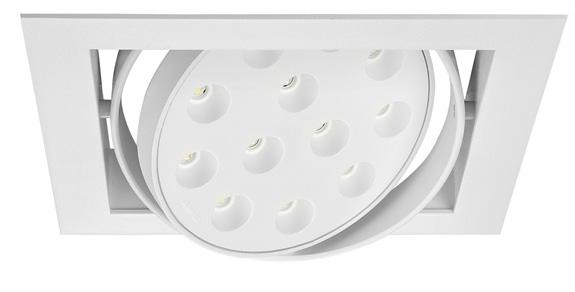 GRIDLED Ankastre aygıtlar / Recessed luminaires Alüminyum enjeksiyon soğutucu gövde Polimer ön reflektör 80 ışık açısı Die cast aluminium heat sink Polymer front reflector 80 reflector angle 80 L