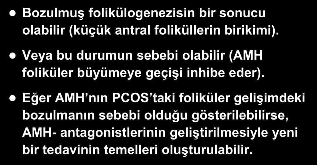 PCOS Patofizyolojisinde AMH Yüksekliği Bozulmuş folikülogenezisin bir sonucu olabilir (küçük antral foliküllerin birikimi).