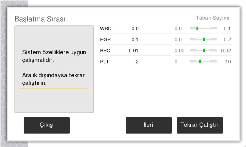 (Barkod her tarandığında barkod okuyucunun üzerindeki ETKİN ve AÇIK düğmesini basılı tutun.) z Başka bir barkod girin'e basın ve Lyse kabı üzerindeki barkod 1, ardından barkod 2'yi taratın.