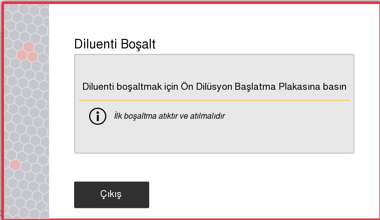 3. Operasyon (Numune Analizi) Numunenin Analiz Edilmesi (Ön Dilüsyon Prosedürü) 4 Numune Ölçümü Analiz cihazı şimdi de numune analiz ekranına geçer.