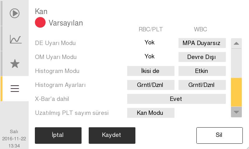 7. Menü Yapısı ve Gelişmiş Ayarlar Gelişmiş Parametre Ayarları Uyarı Limiti Ayarları z Alarm Limiti değerlerini değiştirmek için, görüntülemek ve düzenlemek üzere Uyarı Limitleri'nin sağındaki