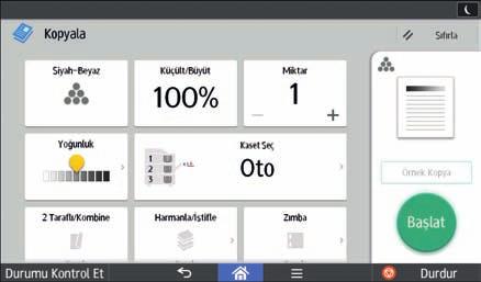 2. Başlarken Her bir ekranda kullanılabilen işlevler Ekran Kullanılabilen işlevler Standart Uygulama Ekranı Klasik Uygulama Ekranı Hızlı Uygulama Ekranı Fotokopi Tarayıcı Fotokopi Tarayıcı Yazıcı