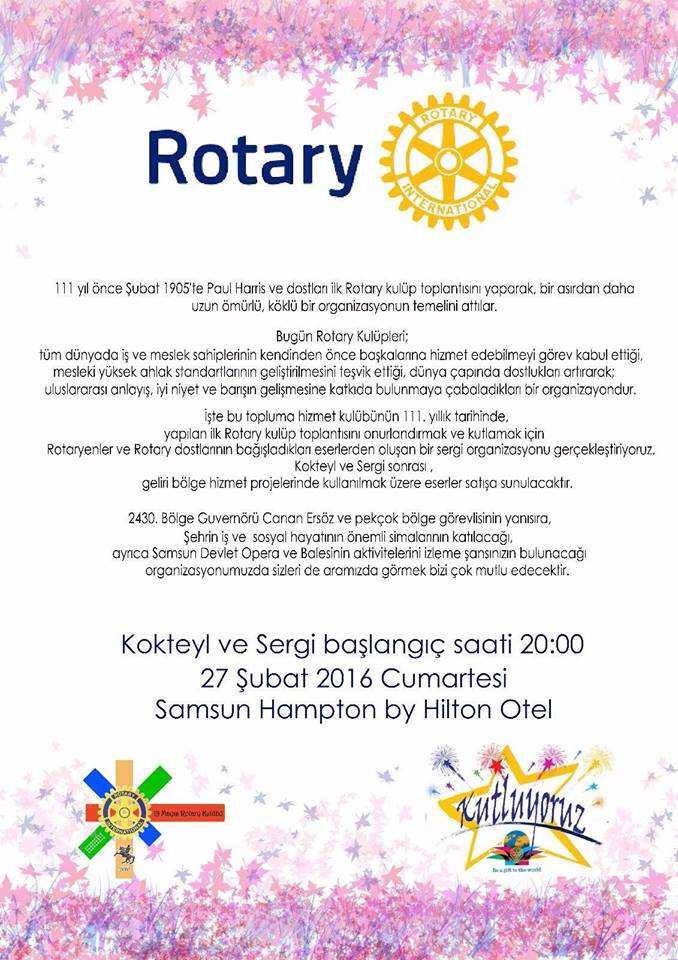 Rotary 111. Yıl 23 Şubat 2016 Salı Saat: 10.30: Ankara.