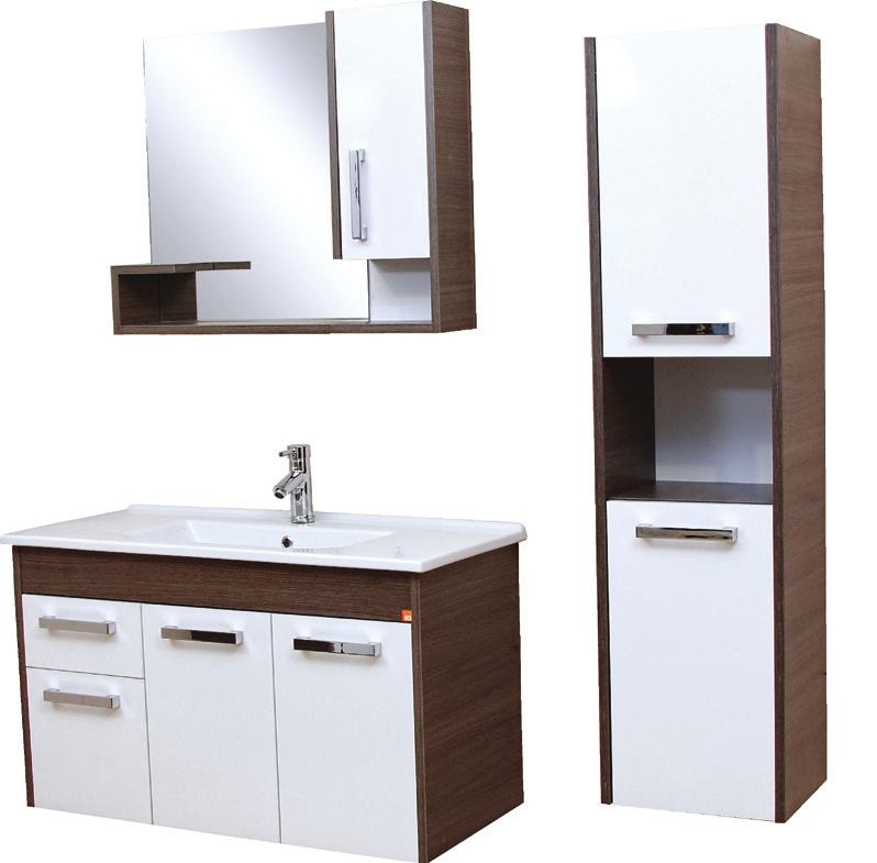 Coffee-White Mdflam Drawers Tandembox 22OXS014100E 100 cm Basin Unit 800x620x450