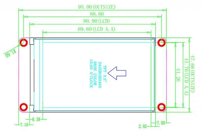 TFT LCD Technical İnformation: 1-3.2 TFT LCD JJ- Aktif Alan:80.90mm(L) 47.