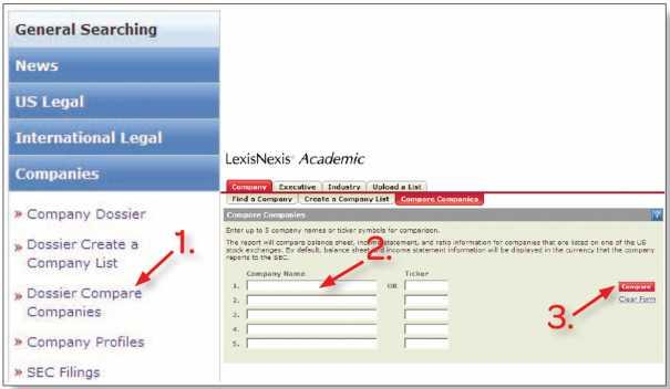 LexisNexis Company Dossier: Şirketleri karşılaştırın. Bu fonksiyon, şirketlere dair karşılaştırma yapmak istediğinizde oldukça yardımcıdır.