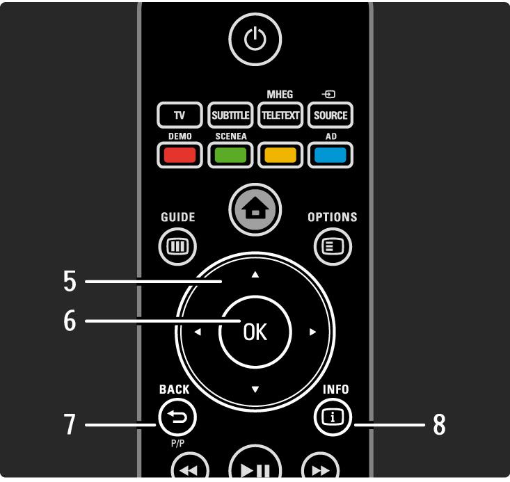 2.1.1 Uzaktan kumanda hakkında genel bilgiler 5 Navigation tuşu Yukarı, aşağı, sola veya sağa gitmenizi sağlar.