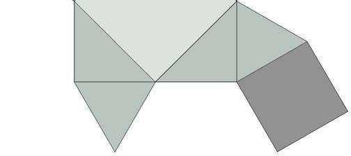 ikizkenar üçgen, üst yüzeyi ise bir kare olmaktadır.