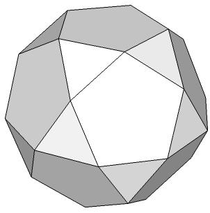 132 Şekil 4.84. İkosidodekahedron Şekil 4.85. İkosidodekahedronun yüzey açılımı Çizelge 4.